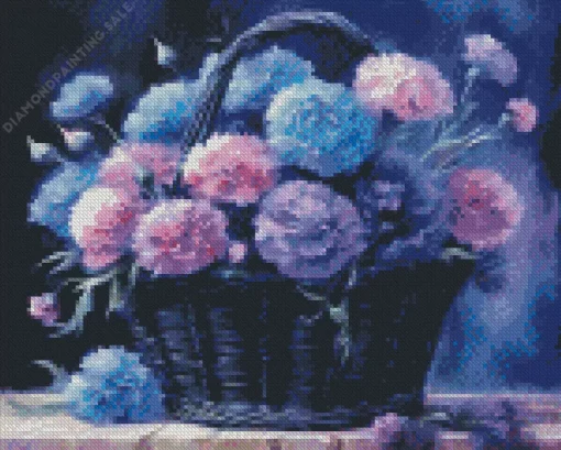 Blooming Carnation Basket 5D Diamond Painting