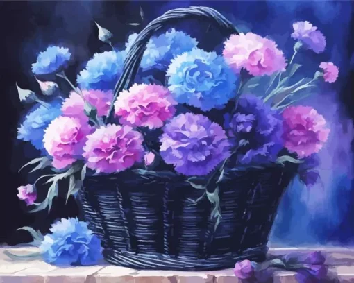 Blooming Carnation Basket 5D Diamond Painting