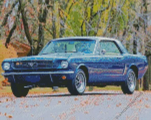 Blue 1960 Ford Mustang 5D Diamond Painting