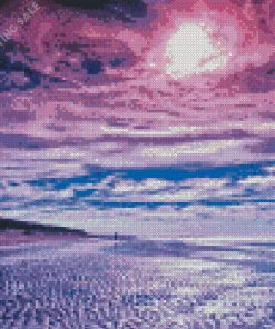 Blue And Purple Sunset Beach 5D Diamond Painting