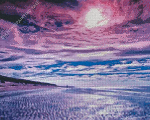 Blue And Purple Sunset Beach 5D Diamond Painting