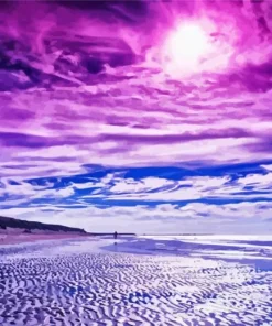 Blue And Purple Sunset Beach 5D Diamond Painting