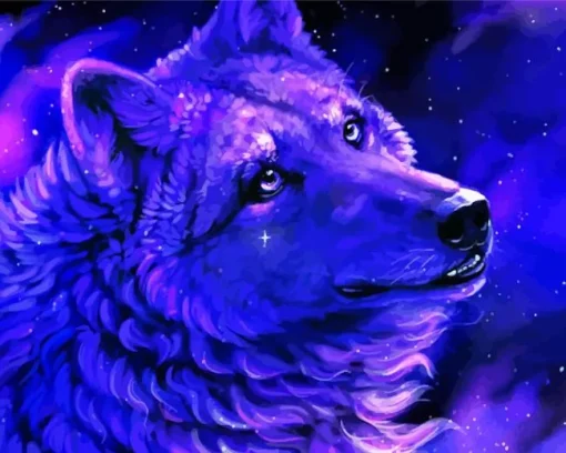 Blue And Purple Wolf 5D Diamond Painting