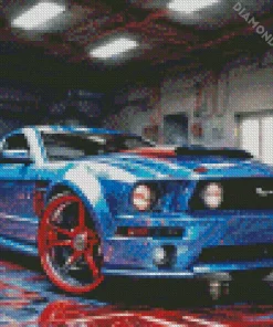 Blue And Red Car 5D Diamond Painting