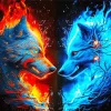 Blue And Red Fire Wolf 5D Diamond Painting