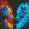 Blue And Red Fire Wolf 5D Diamond Painting