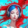 Blue And Red Girl 5D Diamond Painting