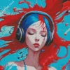 Blue And Red Girl 5D Diamond Painting