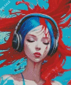 Blue And Red Girl 5D Diamond Painting