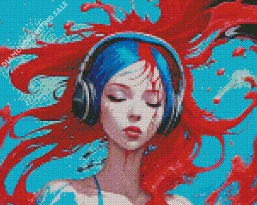 Blue And Red Girl 5D Diamond Painting