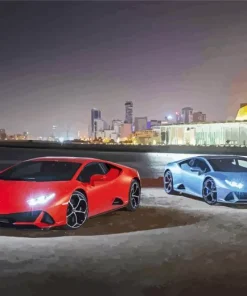 Blue And Red Lamborghini 5D Diamond Painting