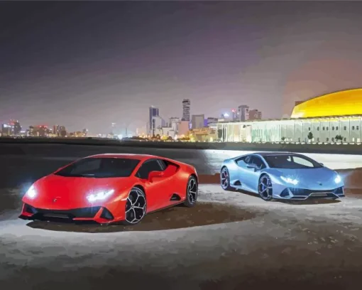 Blue And Red Lamborghini 5D Diamond Painting