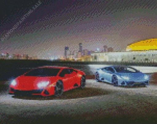 Blue And Red Lamborghini 5D Diamond Painting