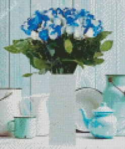 Blue And White Flowers Vase 5D Diamond Painting