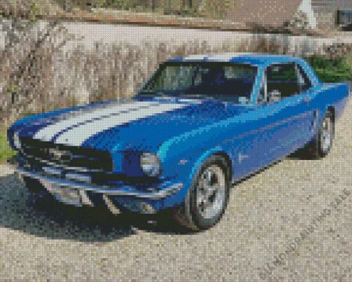 Blue And White Mustang Car 5D Diamond Painting