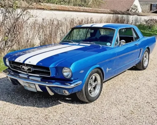 Blue And White Mustang Car 5D Diamond Painting