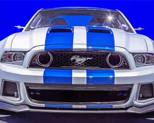 Blue And White Mustang Sport Car 5D Diamond Painting