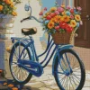 Blue Bike And Flowers Basket 5D Diamond Painting