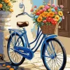 Blue Bike And Flowers Basket 5D Diamond Painting