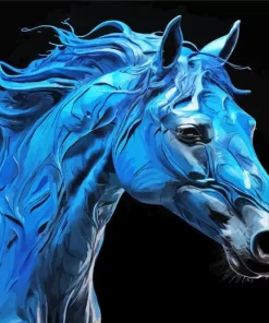 Blue Black Horse 5D Diamond Painting