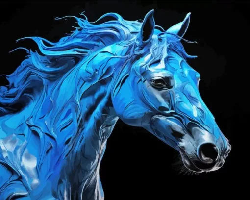 Blue Black Horse 5D Diamond Painting