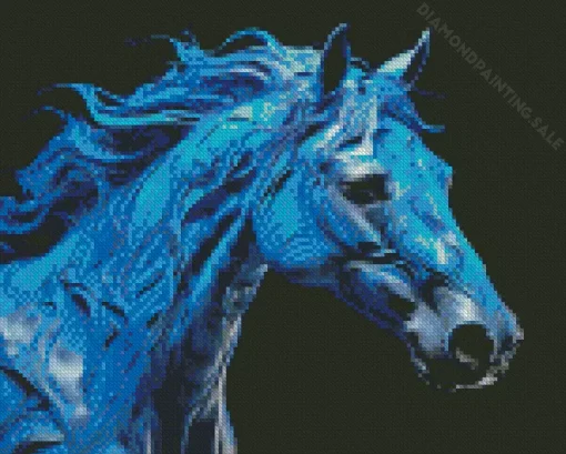 Blue Black Horse 5D Diamond Painting