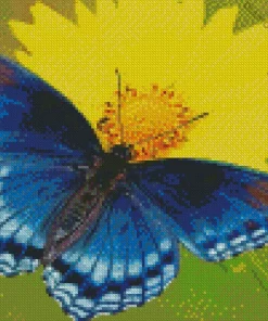 blue butterfly and flower Diamond Paints