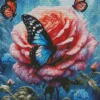 Blue Butterfly And Flowers 5D Diamond Painting