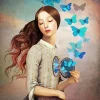 Blue Butterfly Girl 5D Diamond Painting