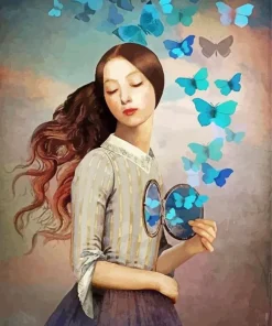 Blue Butterfly Girl 5D Diamond Painting