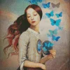 Blue Butterfly Girl 5D Diamond Painting