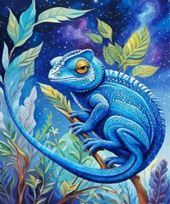 Blue Chameleon 5D Diamond Painting