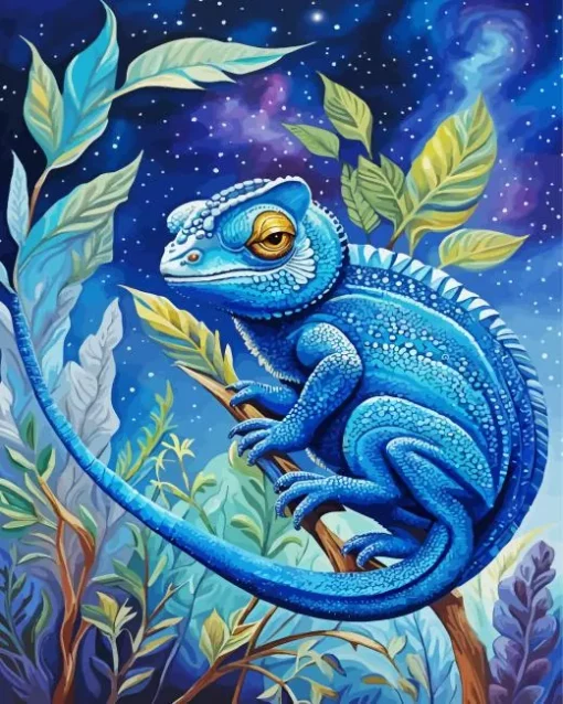 Blue Chameleon 5D Diamond Painting