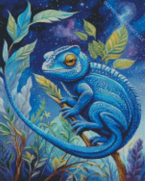 Blue Chameleon 5D Diamond Painting