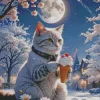 Cat Eating Ice Cream In The Snow 5D Diamond Painting