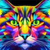 Colorful Geometric Abstract Cat 5D Diamond Painting