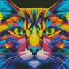 Colorful Geometric Abstract Cat 5D Diamond Painting