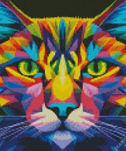 Colorful Geometric Abstract Cat 5D Diamond Painting