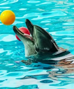 Dolphin Playing With Ball 5D Diamond Painting