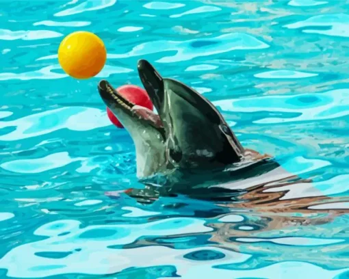 Dolphin Playing With Ball 5D Diamond Painting