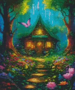 Fantasy Forest Cabin 5D Diamond Painting