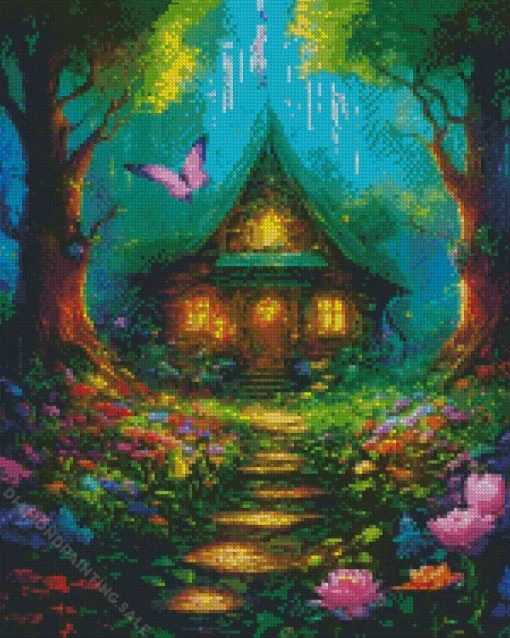 Fantasy Forest Cabin 5D Diamond Painting