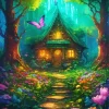 Fantasy Forest Cabin 5D Diamond Painting