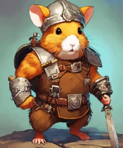 Fat Fantasy Mouse Warrior 5D Diamond Painting