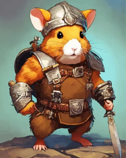 Fat Fantasy Mouse Warrior 5D Diamond Painting