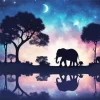 Galaxy Elephant Silhouette Art 5D Diamond Painting