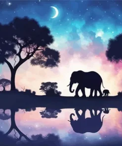 Galaxy Elephant Silhouette Art 5D Diamond Painting