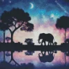 Galaxy Elephant Silhouette Art 5D Diamond Painting