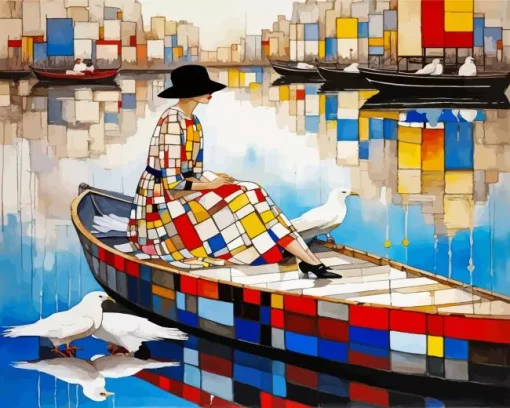 Lady In Boat 5D Diamond Painting