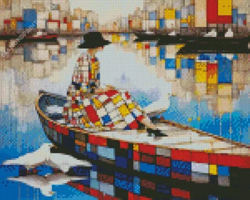 Lady In Boat 5D Diamond Painting